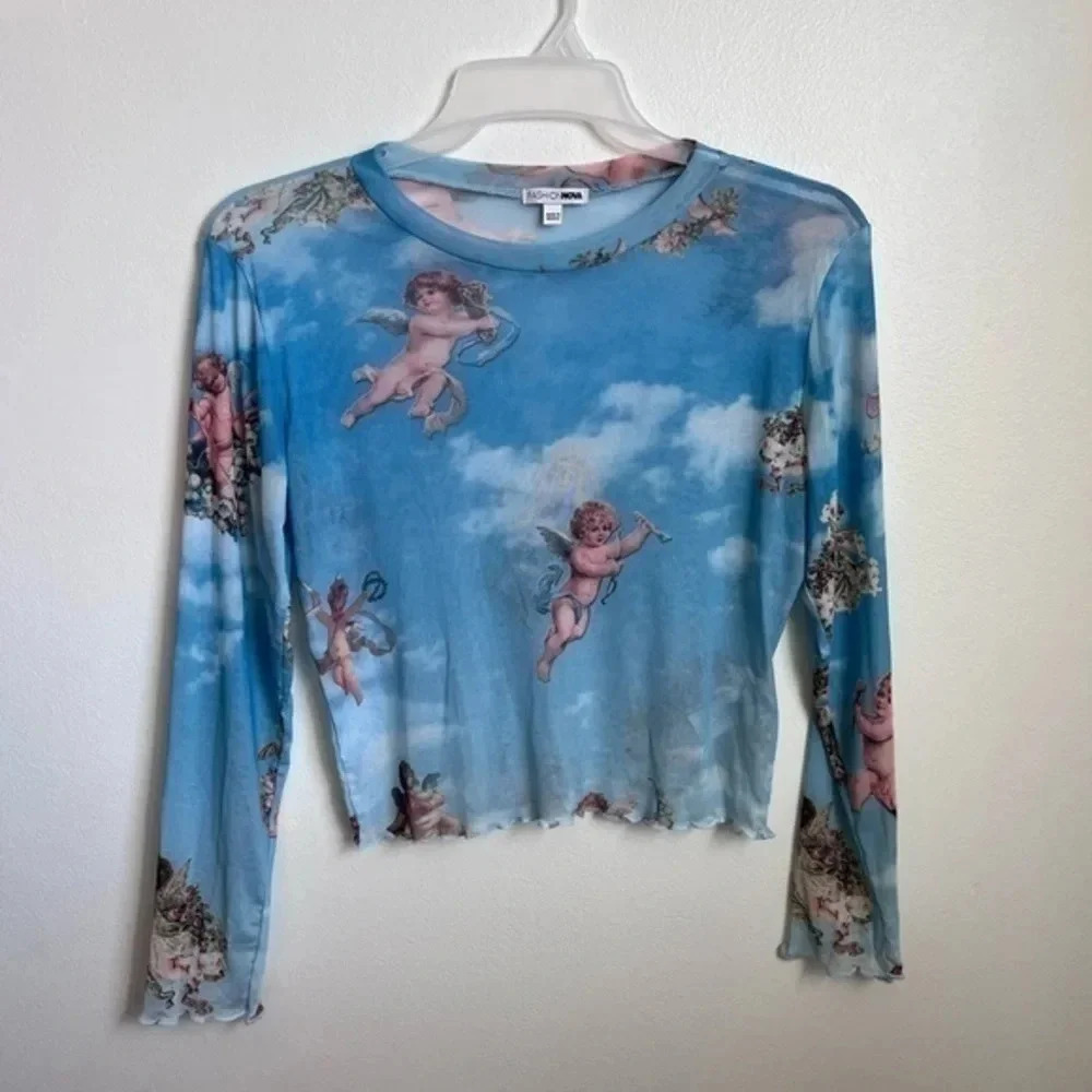 Fashion Nova Fell From Heaven Top Mesh Top |‎ Size Large - Picture 2 of 6